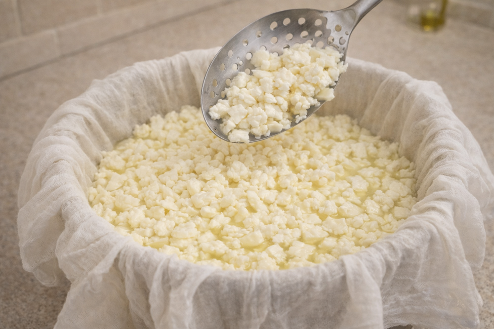 переложенное сырное зерно в марлю